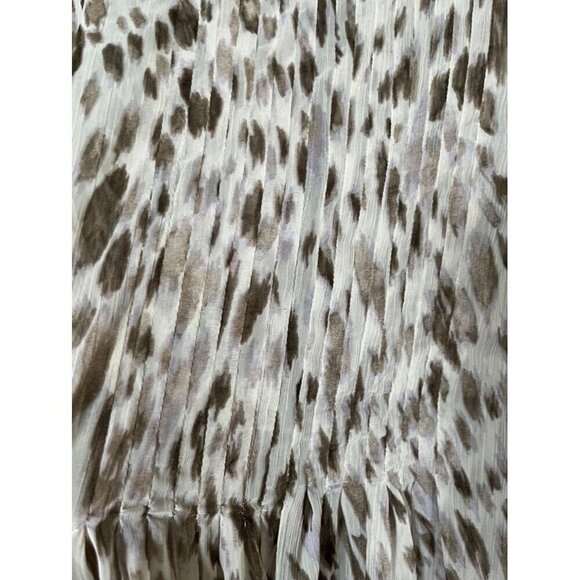 Chicos Animal Print Top XL Brown Sheer Pintuck Neutral Minimalist Resort Classic - Picture 10 of 13